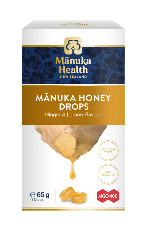 Mānuka Honey Drops with GINGER & LEMON 4.3g  15s